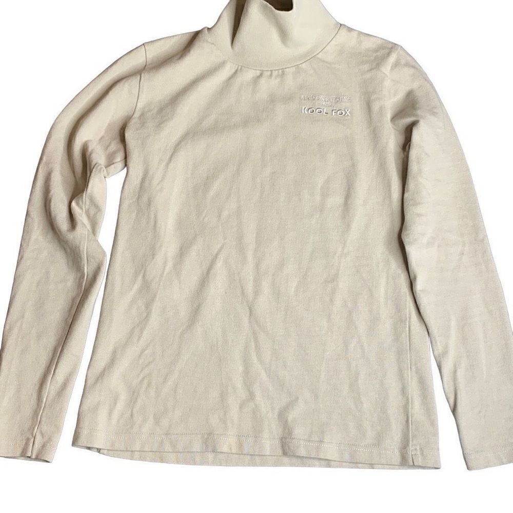 Maison Kitsuné turtleneck sweater pullover top cotton cream size small